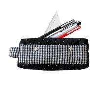 Generico Pencil Pouch - Cute Plaid Dot Soft Large Capacity School Supplies