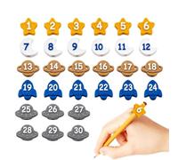 Generico Pencil Toppers - 30Piece Numbered Pencil Toppers Reusable Labels
