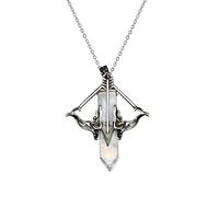 Generico Pendant Necklace, Crystal Jewelry, 2.17x2.56 Inches Natural Stone Accent Vintage Inspired Bow Design, Fashion Necklaces Accessory for Women, Party, Event and Daily Outfit Use