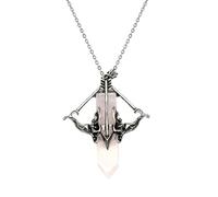 Generico Pendant Necklace, Crystal Jewelry, 2.17x2.56 Inches Natural Stone Accent Vintage Inspired Bow Design, Fashion Necklaces Accessory for Women, Party, Event and Daily Outfit Use