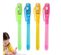 Generico Penna a inchiostro invisibile, Pennarello tracciante da 4 pezzi con luce UV,Messaggio segreto LED multifunzionale con pennarello indelebile per riunioni scolastiche di Halloween e Natale