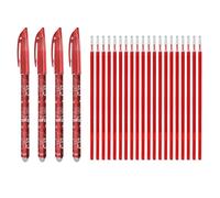 Generico Penna Gel Cancellabile con 4 Penne Rosse e 20 Ricariche Rosse Punta 0,5