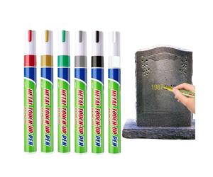 Generico Pennarelli A Pittura - Punta Fine Fai Da Te A Base Per Incisione E Ritocco,6 Pezzi Penna per Lettering su Lapidi | Per Iscrizioni Su Roccia Legno Metallo Vetro Ceramica Tessuto