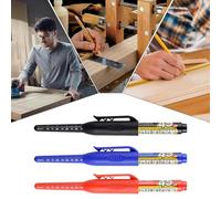 Generico Pennarelli A Punta Lunga - Marcatori Per Fori Profondi Edilizia,3 Pezzi Inchiostro Permanente Asciugatura Rapida,Antismarginamento Per Falegnami E Principianti