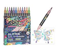 Generico Pennarelli per Arte,Punte Fine e a Pennello con Glitter | Pennarelli da Colorare per Bambini - per Diario creativo, Scrapbooking, Schizzi, Illustrazioni, Scarabocchi, Scuola e Asilo