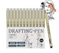 Generico Penne Artistiche Di Punta Raffinata - 12 Pezzi Di Penne Multiliner Inchiostro Impermeabili, Pen Con Feltro Preciso Per Artisti E Hobby, Colori Brillanti, Droga Rapida E Per Disegni, Schizz