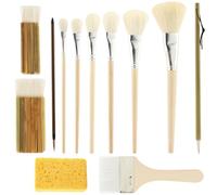 Generico Pennelli da Smalto ceramico 12 Pezzi Manico in Legno | Set di Pennelli per Acrilico per la Casa, lo Studio, Scuola, Laboratorio, la Ceramica, l'Argilla, i Principianti, gli