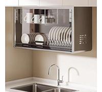 Generico Pensile con anta, mobiletto da cucina da 51,3 cm, montaggio a parete, scolapiatti for ciotola for piatti, portautensili salvaspazio(Gray)