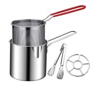 Generico Pentola - 11.5cm Friggitrice In Acciaio Inossidabile Con Cestello, Mini Padella, Pentole Per Pollame E Snack Pesanti, Pentola Compatibile Con Induzione
