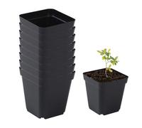 Generico Pentole per piante di avviamento da 50 pezzi - pentole di piantine quadrate nere riutilizzabili con fori di drenaggio | Kit di giardinaggio Nursery Pot per piante verdure frutti