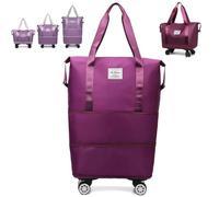 Generico Pepepo Travel Bag With Wheels, 2025 New Large Capacity Travel Bag - Universal Wheel Removable, Large Capacity Wide-Open (PURPLE RED)