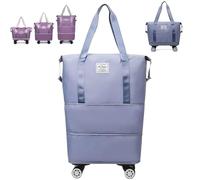 Generico Pepepo Travel Bag With Wheels, 2025 New Large Capacity Travel Bag - Universal Wheel Removable, Large Capacity Wide-Open (MISTY BLUE)