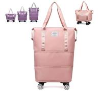 Generico Pepepo Travel Bag With Wheels, 2025 New Large Capacity Travel Bag - Universal Wheel Removable, Large Capacity Wide-Open (PINK)