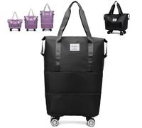 Generico Pepepo Travel Bag With Wheels, 2025 New Large Capacity Travel Bag - Universal Wheel Removable, Large Capacity Wide-Open (BLACK)