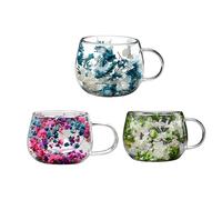 Generico per acqua in - Design con fiori secchi resistenti al calore da 300 ml | da caffè 9,5x8 cm, Casa Soggiorno Cucina Appartamento Ufficio Tè Latte Succo Set di pe