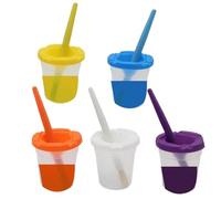 Generico per Antigoccia - per A Prova di Fuoriuscite con Coperchio | di per Bambini | Confezione da 10 Contenitori Ermetici Riutilizzabili con Coperchi Colorati E Penn