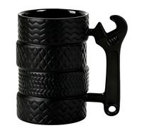 Generico per attrezzi - Bicchieri con manico in ceramica, a forma di pneumatico di grande capacità con materiale, caffè, tè, donne, uomini, adulti, mamma, papà, amici, bambini, amante 'auto, re