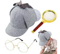 Generico Per Costumi Investigativi Set - Fabric PP | Per Costumi Da Agente Compresi Gli Occhiali Per Cappelli Ingranditi | Kids Secret Service Costume | Kit Di Abbigliamento Di Fantasia Per