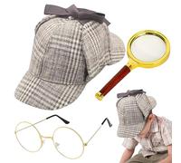 Generico Per Costumi Investigativi Set - Fabric PP | Per Costumi Da Agente Compresi Gli Occhiali Per Cappelli Ingranditi | Kids Secret Service Costume | Kit Di Abbigliamento Di Fantasia Per
