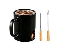 Generico per Fonduta di Cioccolato - Sciogliburro e Cioccolato con Base perr Candela | Set in Ceramica con Doppia Forchetta per Dolci e Snack | per Aperitivi, Feste e Romantiche, Regalo