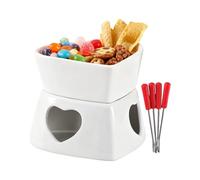 Generico per fonduta - Set scaldavivande in Ceramica a Forma di Cuore, per sciogliere Il Cioccolato con 4 forchette | Elegante pentola per Formaggio per Dessert, Bevande, Burro, Cena, Matrimonio,