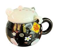 Generico Per Gatti In Ceramica Con Coperchio - Bicchieri Divertenti | Da Caffè Dal Design Gatto Per Tè, Caffè, Cacao, Latte, Vino, Succo O Latte, Tazze Per Bevande Per La Casa E Il Bar, Idea Regalo