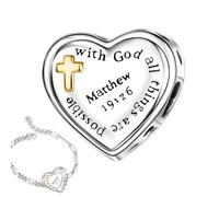 Generico per il cuore, fascino del cuore per bracciali - Fascolo d'amore a pendente religioso - I gioielli a tema cristiano penzolano per Natale/festa della mamma, si adatta alla collana bracciale