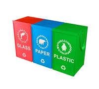 Generico Per Il Riciclaggio Riutilizzabili - Cestino Per La Raccolta Differenziata In Tessuto Impermeabile 50 * 30 * 30 Cm, Sacco Per La Spazzatura Resistente In 3 Pezzi Con Manici, Per La Spazzatura
