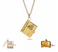 Generico Per la nipote - La collana con libro a capitoli più bella, collana con libro a capitoli per nipote con 6 pagine di informazioni incise, regali per nipote dalla nonna (Gold)
