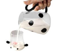 Generico Per L'acqua In Di - Caraffa | In Trasparente, Bottiglia Per Il Latte Trasparente Da 1 Litro (1) Con Contenitore Per Bevande Abbinato, Decorativo Per Espositore Da Tavolo