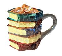 Generico per libri - da caffè unica con pila di libri, taza da caffè a tema libro dipinta in 3D, design affascinante a tema libro per bibliotecari Lettori Insegnante libresco Casa Biblioteca Uffic