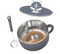 Generico per Noodle Istantanei | Include Cucchiaio Termico in Acciaio - Set per Noodles con Coperchio | per Cucina, Camere Studente, Appartamento, Sala Pranzo