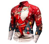 Generico per Uomo Grafica Brutto Maglietta da Uomo Santa con Stampa Digitale 3D Maglietta Larga da