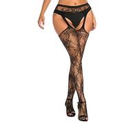 Generico per Vene Socks Flower Hollow Silk Sexy Stockings Suspender Long Women's Sexy Tights Neri 60 Denari (Black, One Size)