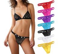 Generico Perizoma Donna Seducente Personalizzato, Intimo Sexy Personalizzato Tanga Donna Seducente con Nome Lettere Strass (2 Pezzi, Molti Colori)