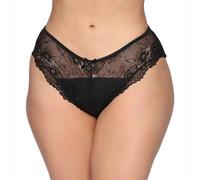 Generico Perizoma Donna Seducente,Women Lingerie Plus Size Open Butt Back Crotchless Lace Bow Caged Bottom Mutande da Natalizie(Black,XXL)