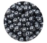 Generico Perline di Perle finte acriliche Rotonde in plastica ABS, 50-1000 Pezzi/Lotto, Perline sciolte for la creazione di Gioielli(Dark Gary,12mm x 50pcs)