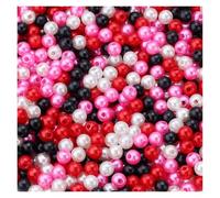 Generico Perline di Perle finte acriliche Rotonde in plastica ABS, 50-1000 Pezzi/Lotto, Perline sciolte for la creazione di Gioielli(Black Red Mix,12mm x 50pcs)