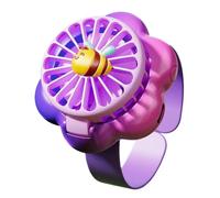 Generico Persönlicher Kühlventilator - Tragbarer Mini Ventilator Im Blumen-Uhrendesign | USB-aufladbar, 3 Geschwindigkeiten, Helle Leuchten | Ca. 19,5 × 6 × 4 Cm | Für Reisen, Outdoor & Zuhause