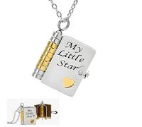 Generico Personalized Book Necklace for Daughter Engraved Pendant, Stainless Steel Adjustable Chain (Mixed Color*1pcs)