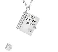 Generico Personalized Book Necklace for Daughter Engraved Pendant, Stainless Steel Adjustable Chain (Silver*1pcs)