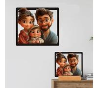 Generico Personalizzato 3D Cartoon Style Photo Frame - Caricatura Foto Personalizzata Famiglia, Segnali In Acrilici Cornice, Cartoon Portrait Gift Caricatura Regali di Festa della mamma Anniversario