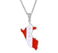 Generico Peru Necklace With City Name Fashion Stainless Steel Country Republic Flag Pendant Jewelry for Women Men Commemorative Gift (Style B)