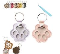 Generico Pet Paw Shaped Leather Keychain, Pet Hair Storage Key chain, for Bag Purse Paw Charm Key Holder (2pcs-13)