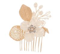 Generico Pettine Laterale in Foglia Oro Accessori Per Per La Sposa Copricapo Da Ragazza Per Il Matrimonio Forcina Per La Sposa Pettine Per in Metallo Perle D'imitazione