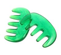 Generico Pettine Massaggiatore la Testa Antistatico 2 Pezzi in Resina Verde Scuro, Strumento Manuale a 5 Denti per Massaggio del Capelluto e Stimolazione Circolatoria, per Cura e Relax