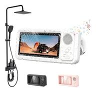 Generico Phone Holder, Shower Phone Holder Waterproof with Speaker, No Need to Worry Shower Noise, 360° Rotation Can Be Installed on any Surface, for Bathroom (White)