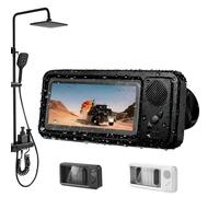 Generico Phone Holder, Shower Phone Holder Waterproof with Speaker, No Need to Worry Shower Noise, 360° Rotation Can Be Installed on any Surface, for Bathroom (Black)