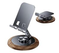 Generico Phone Stand, Adjustable Mobile Mount, 360° Rotating Holder, Sturdy Metal Frame with Wooden Base, Smartphone Accessory, Ideal for Desk, Office, Study, Library, Bedroom, Travel