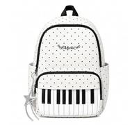 Generico Piano Backpack Cute Polka Dot Nylon Backpack with Star Pendant, Y2K Kawaii Aesthetic Medium Daypack, Work, Travel (White)